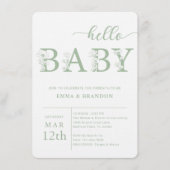 Dusty Blue Hello Baby Wildflower Invitation Einladung (Vorderseite)