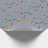 Dusty Blue Herbst Branch Blätter fallen Geschenkpapier (Ecke)