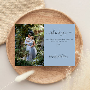 Dusty Blue Hochzeit Foto Dankeschön Karte