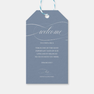 Dusty Blue Hochzeit in Urlaubsort Herzlichen Dank Geschenkanhänger