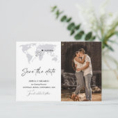 Dusty Blue Hochzeit in Urlaubsort Save the Date (Stehend Vorderseite)