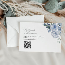Dusty Blue Hochzeit QR Code RSVP Karte