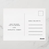 Dusty Blue Hochzeit speichern Sie das Datum Skript Folie Einladungspostkarte (Rückseite)