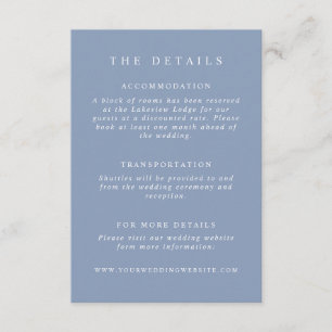 Dusty Blue Hochzeitsdetails Begleitkarte