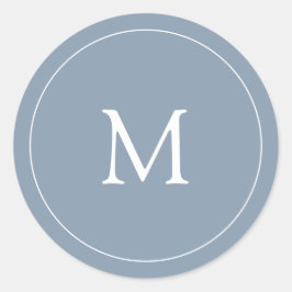 Dusty Blue | Hochzeitsmonogramm Runder Aufkleber