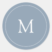 Dusty Blue | Hochzeitsmonogramm Runder Aufkleber (Vorderseite)