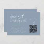 Dusty Blue Honeymoon Fund QR Code Wedding Registry Begleitkarte (Vorne/Hinten)