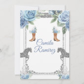 Dusty Blue Horse & Western Boots Sweet 16. Einladung (Rückseite)