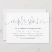 Dusty Blue Hübsch Calligraphy Couples Dusche Einladung (Vorderseite)