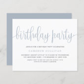 Dusty Blue Hübsch Calligraphy Einladung zum Geburt (Vorne/Hinten)