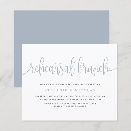 Dusty Blue Hübsch Calligraphy Probe Brunch (Vorne/Hinten)