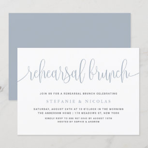 Dusty Blue Hübsch Calligraphy Probe Brunch Einladung