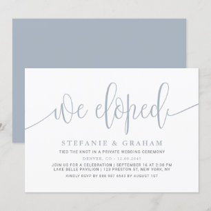 Dusty Blue Hübsch Calligraphy Wedding Elopement Einladung