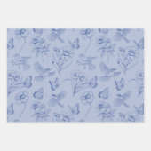 Dusty Blue Hummingbird & Butterfly Floral Wrapping Geschenkpapier Set (Vorderseite 2)
