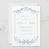 Dusty Blue Hütte Wedding Invitation Card laden Save The Date (Vorderseite)