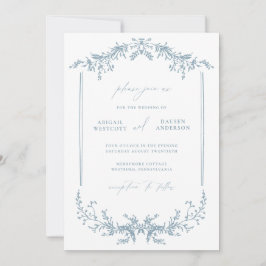 Dusty Blue Hütte Wedding Invitation Card laden Save The Date