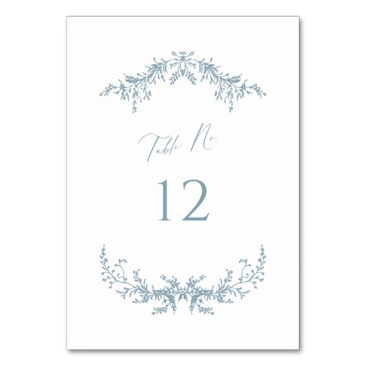 Dusty Blue Hütte Wedding Tischnummer Card-Zeichen (Rückseite)