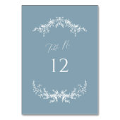 Dusty Blue Hütte Wedding Tischnummer Card-Zeichen (Vorderseite)
