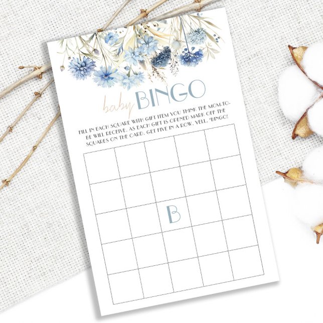 DUSTY Blue Hydrangea Baby Dusche Bingo Game Card (Von Creator hochgeladen)