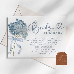 Dusty Blue Hydrangea Baby Shower Books für Baby Begleitkarte