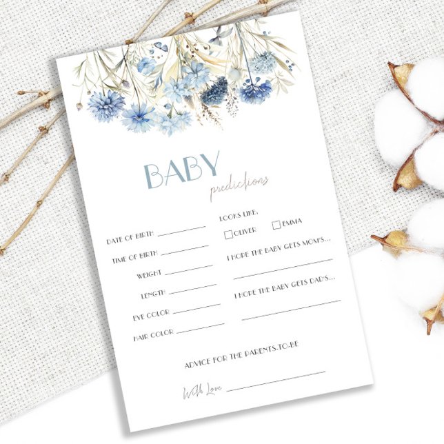 DUSTY Blue Hydrangea Baby Shower Predictions Game (Von Creator hochgeladen)