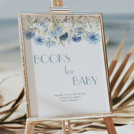 DUSTY Blue Hydrangea Babydusche Bücher für Baby Poster