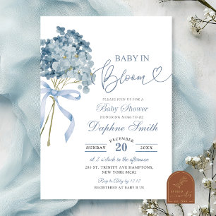 Dusty Blue Hydrangea Babydusche Einladung