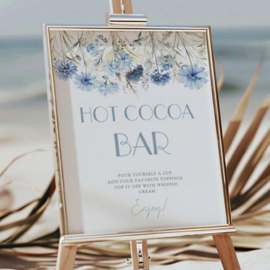 DUSTY Blue Hydrangea Babydusche Hot Cocoa Bar Poster