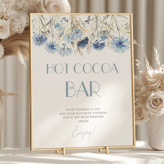 DUSTY Blue Hydrangea Babydusche Hot Cocoa Bar Poster