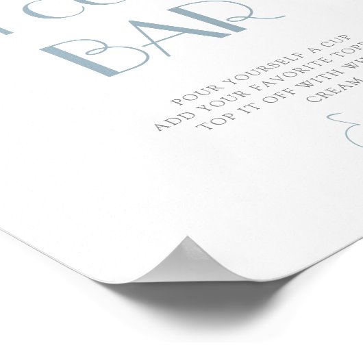 DUSTY Blue Hydrangea Babydusche Hot Cocoa Bar Poster (Ecke)