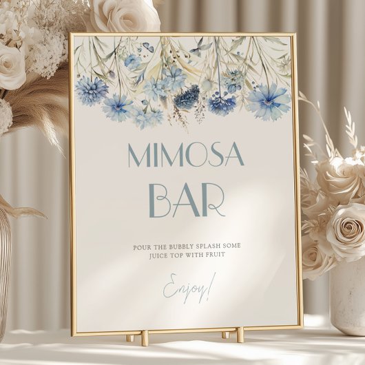 DUSTY Blue Hydrangea Babydusche Mimosa Bar Poster