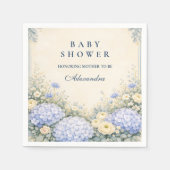 Dusty Blue Hydrangea Baroque Floral Baby Shower Serviette (Vorderseite)