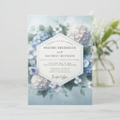 Dusty Blue Hydrangea Bloom Wedding Einladung (Stehend Vorderseite)