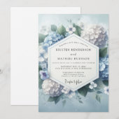 Dusty Blue Hydrangea Bloom Wedding Einladung (Vorne/Hinten)