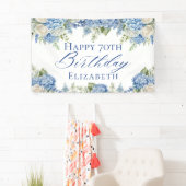 Dusty Blue Hydrangea Blume Rose Happy Birthday Banner (Insitu)