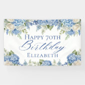 Dusty Blue Hydrangea Blume Rose Happy Birthday Banner (Horizontal)