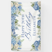 Dusty Blue Hydrangea Blume Rose Happy Birthday Banner (Vertikal)