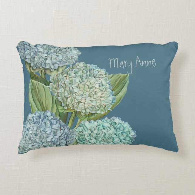 Dusty Blue Hydrangea Bouquet Dekokissen (Vorderseite)
