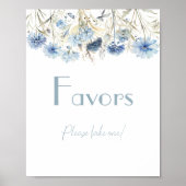 DUSTY Blue Hydrangea Elegant Baby Shower Favoriten Poster (Vorne)