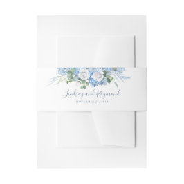Dusty Blue Hydrangea Floral Wedding Einladungsbanderole