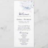 Dusty Blue Hydrangea Floral Wedding Programm (Vorderseite)