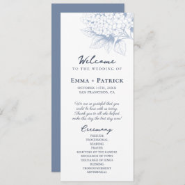 Dusty Blue Hydrangea Floral Wedding Programm