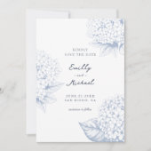 Dusty Blue Hydrangea Floral Wedding Save The Date (Vorderseite)