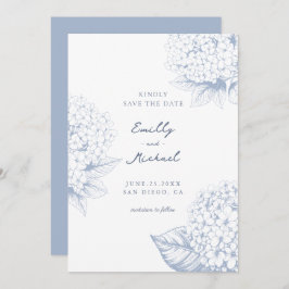 Dusty Blue Hydrangea Floral Wedding Save The Date