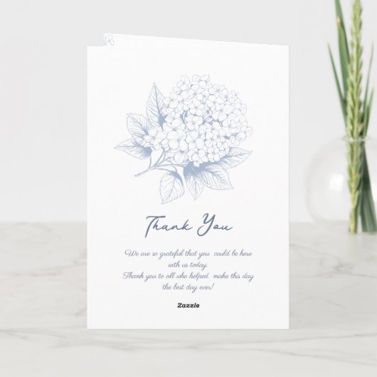 Dusty Blue Hydrangea Folded Wedding Programm (Rückseite)