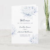 Dusty Blue Hydrangea Folded Wedding Programm (Vorderseite)