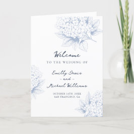 Dusty Blue Hydrangea Folded Wedding Programm