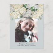 Dusty Blue Hydrangea Foto Abschluss Ankündigung (Vorderseite)