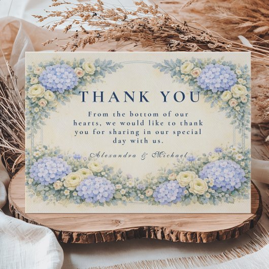 Dusty Blue Hydrangea Garden Wedding Dankeskarte