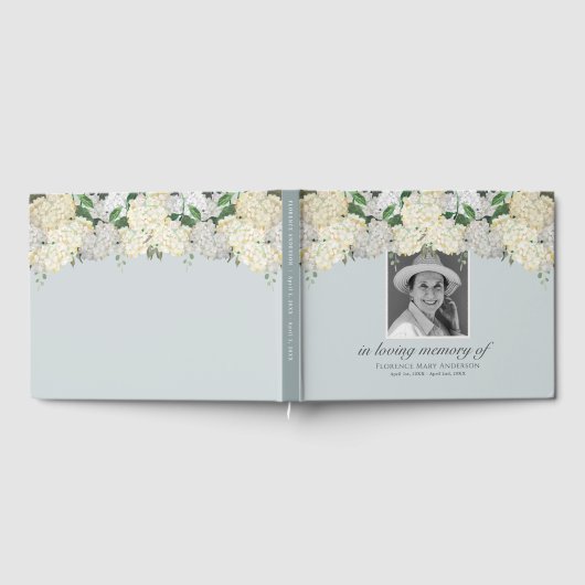 Dusty Blue Hydrangea Gedenkfeier Gästebuch (Voll)